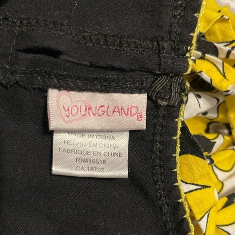 Youngland 4T black/yellow floral‎ full skirt keyhole back sleeveless dress - Picture 2 of 8